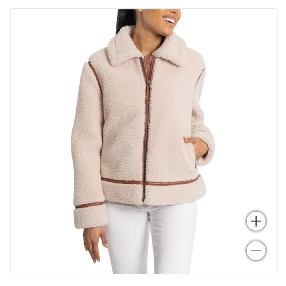 NWT Women's Moto Cream Sherpa Jacket XL